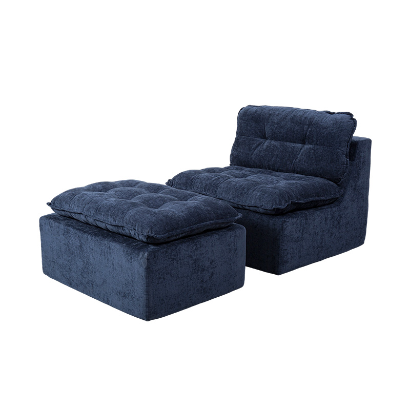 Tolg Lánchúr Modúil Socraithe i gCorda Dhomhainghorm le Cúltaca Cushioned agus Ottoman Meaitseála Tolg Lánchúr Modúil Socraithe i gCorda Dhomhainghorm le Cúltaca Cushioned agus Ottoman Meaitseála