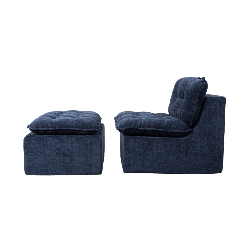 Tolg Lánchúr Modúil Socraithe i gCorda Dhomhainghorm le Cúltaca Cushioned agus Ottoman Meaitseála Tolg Lánchúr Modúil Socraithe i gCorda Dhomhainghorm le Cúltaca Cushioned agus Ottoman Meaitseála